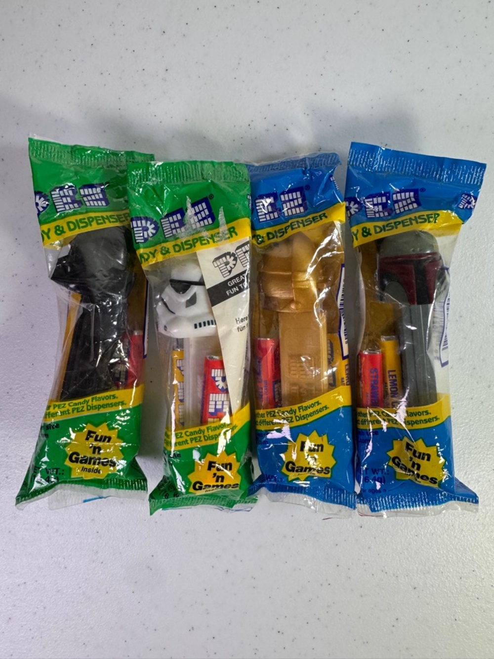 Star Wars PEZ Dispensers Lot of 4 NIP Darth Vader, Boba Fett, Stormtrooper C-3PO